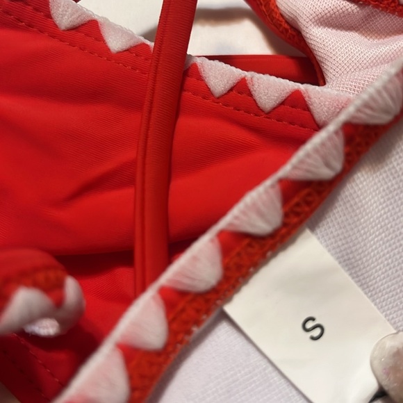 Nomolo Red Bikini Set with Cream Trim Sz Small Women - Picture 7 of 7